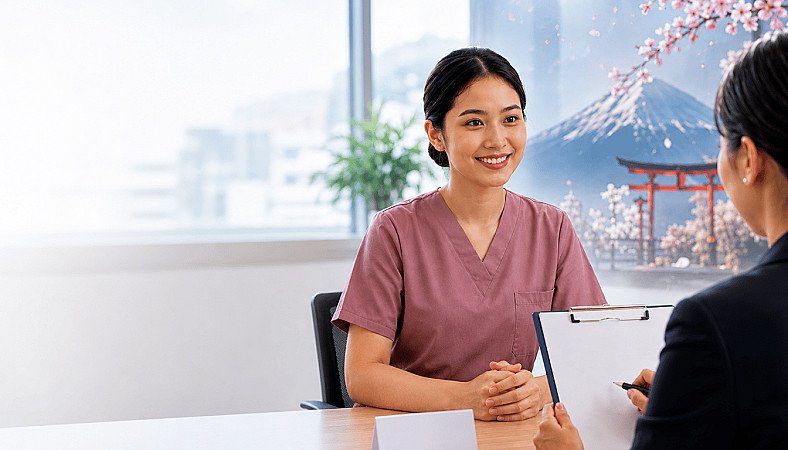 Caregiver candidate in a professional interview — selection guide by RUKUN Home Care